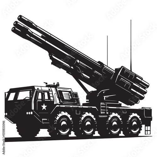 Mobile Missile Launcher Truck – Army Defense System Silhouette Art