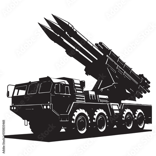 Mobile Missile Launcher Truck – Army Defense System Silhouette Art