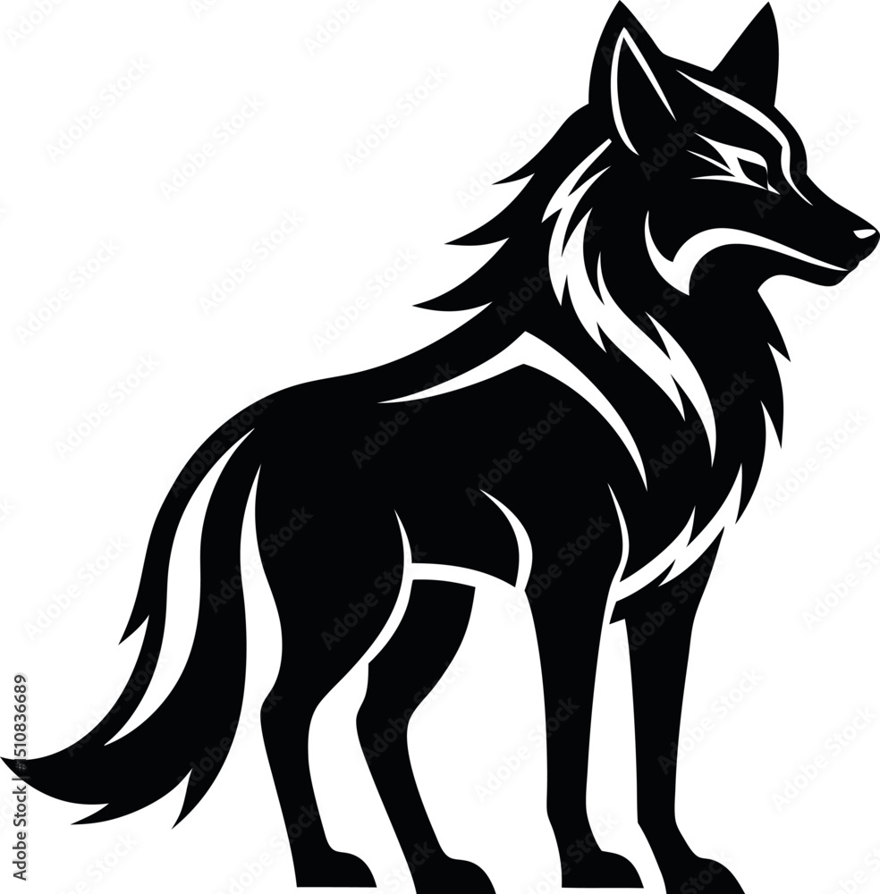 Fototapeta premium Wolf Silhouette Vector Logo – Animal Illustration