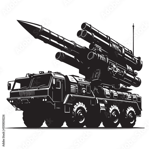 Mobile Missile Launcher Truck – Army Defense System Silhouette Art