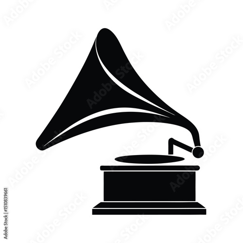 Gramophone Icon Vector Flat and Clean Look Isolated on White Background