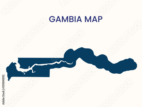 Map of Gambia, Gambia Map Vector Illustration.	