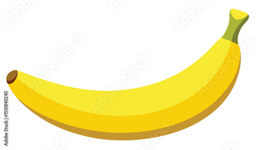 Single yellow banana isolated on white background