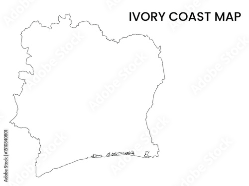 Map of Ivory Coast, Ivory Coast Map Vector Illustration.	
