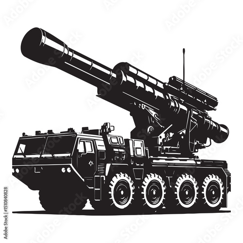 Mobile Missile Launcher Truck – Army Defense System Silhouette Art