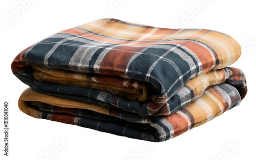 A plaid blanket isolated on a transparent background, perfect for clipart and design projects, showing detailed fabric texture and pattern
