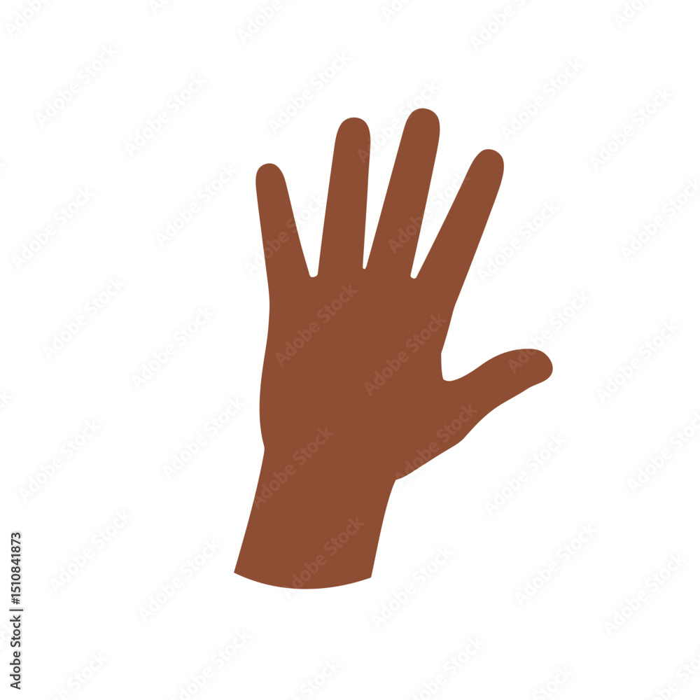 Open Hand with Fingers Spread Brown Skin Tone on White Background Open Hand with Fingers Spread Brown Skin Tone on White Background