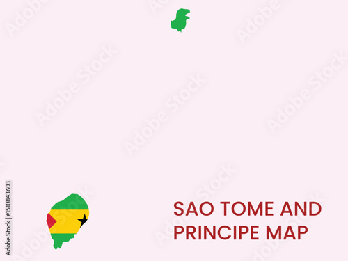 Map of Sao Tome and Principe, Sao Tome and Principe Map Vector Illustration.