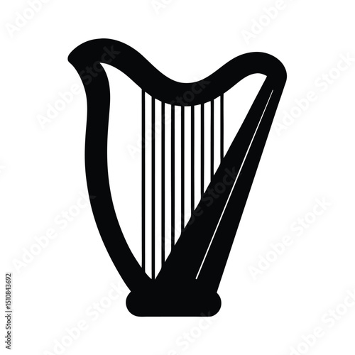 Elegant Harp Vector Icon in Flat Style