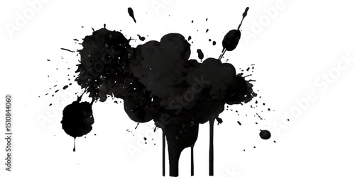 Vector abstract black holi paint and colorful cloud smoke powder explosion isolated on transparent wide panorama background.	