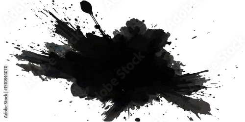 Vector abstract black holi paint and colorful cloud smoke powder explosion isolated on transparent wide panorama background.	