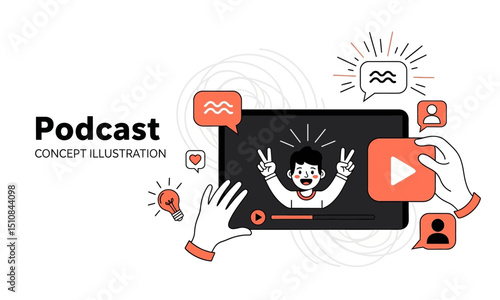 Podcast Concept Illustration: Engaging Audio-Visual Content for Modern Digital Communication