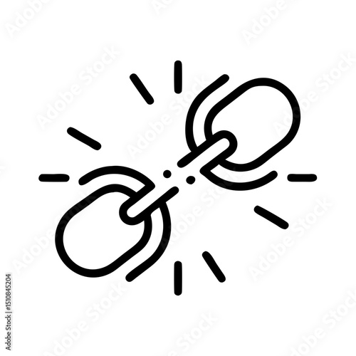 Outline icon of broken chains or shackles, representing the concept of debt relief or financial freedom.