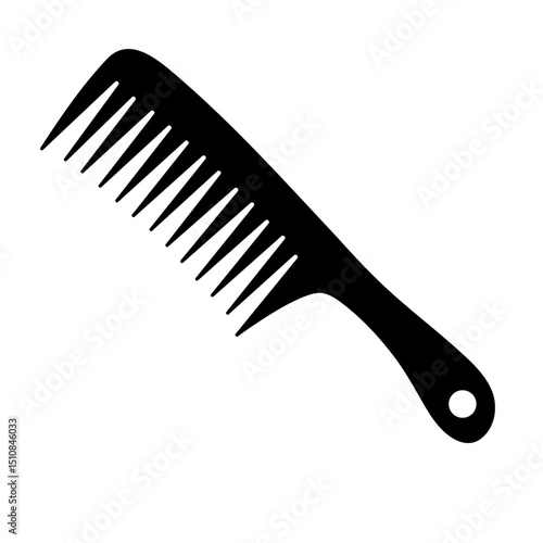 Wide Tooth Comb Silhouette Vector Illustration. This is a black vector silhouette illustration of a wide tooth comb, commonly used for detangling thick or curly hair.