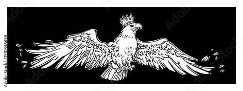 dove flying with wings spread hand drawn bird illustration