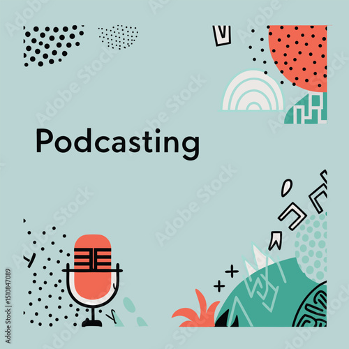 Podcast. Vector illustration for web banner, social media banner, business presentation, marketing material.