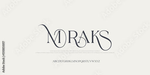 Mraks  elegant Font Uppercase Lowercase and Number. Classic Lettering Minimal Fashion Designs. Typography modern serif fonts regular decorative vintage concept. vector illustration	