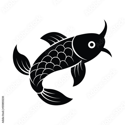 Koi Fish Icon Vector Flat and Clean Look Isolated.eps