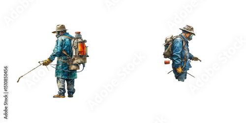 Wallpaper Mural Person in Protective Gear Spraying Pesticide in Agriculture Field Torontodigital.ca