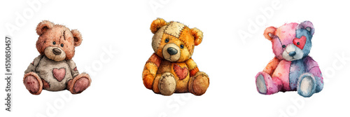 Wallpaper Mural Charming Vintage Teddy Bears with Heart creations and Unique Colors Torontodigital.ca