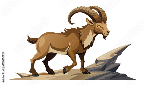 Majestic markhor goat on rocky mountaintop