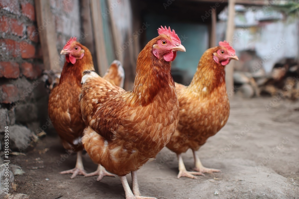 Fototapeta premium Chickens in the farm.