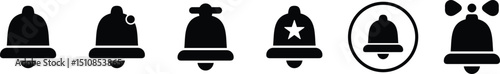Bell and notification symbol icon pack in solid bold style including alert and alarm variants