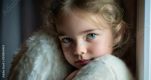 a Young Girl with Angelic Features and Serene Expression