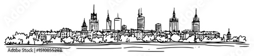 city skyline with mixed historic and modern buildings