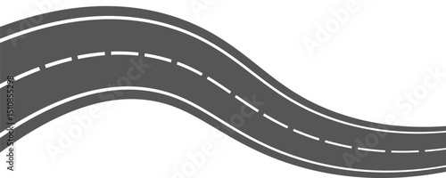 Perspective view of road going far away. Empty highway with marking stretching into distance. Travelling, trip, forward movement, future concept. Vector flat illustration