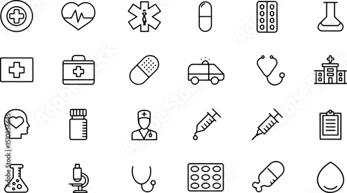 hospital icon set  medical related line icons  med (1).eps