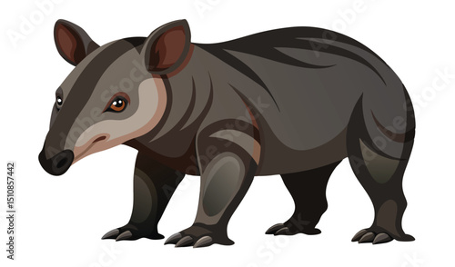 Cartoon illustration of a south american tapir