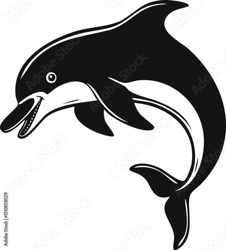Wallpaper Mural Dolphin Silhouette Vector | Elegant Black Art for Aquatic Illustration Vector Format Torontodigital.ca