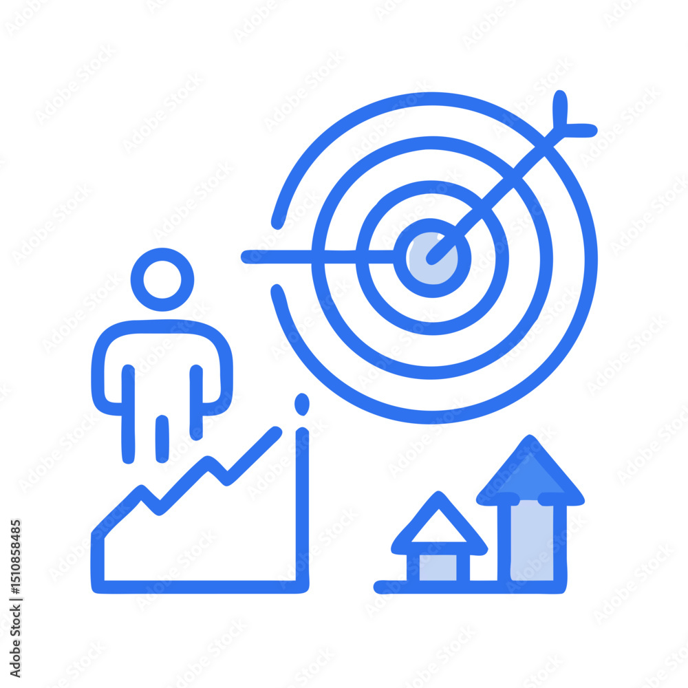 Motivation Vector of personal growth, goal setting, perseverance, achievement, rocket launching, teamwork, passion, thumbs up thin linear illustration. Motivation Vector of personal growth, goal setting, perseverance, achievement, rocket launching, teamwork, passion, thumbs up thin linear illustration.