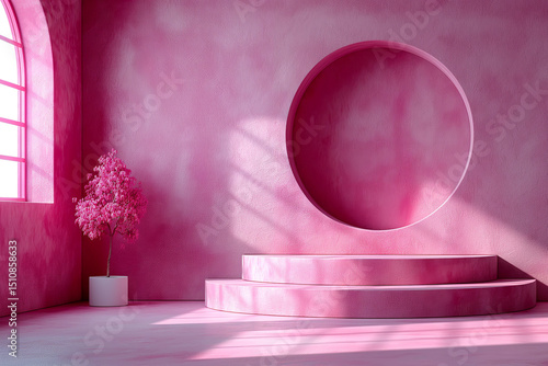 A pink room with a pink wall and pink floor