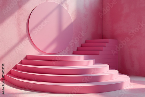 Pink stairs and pink platform