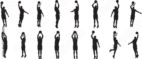 Basketball player silhouettes vector illustration for sports and athletic designs and projects