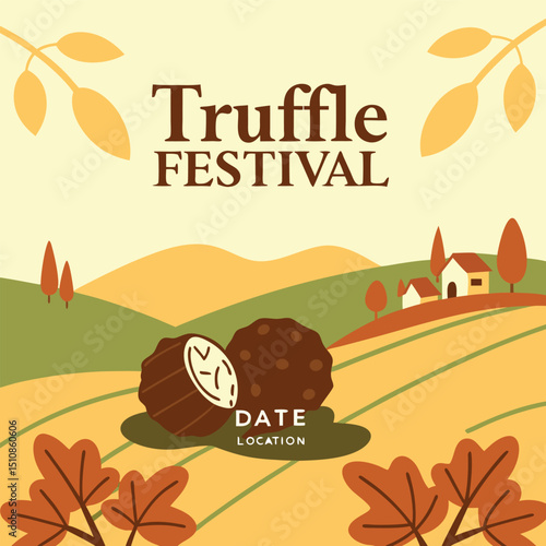 Truffle Festival: A mouthwatering illustration showcasing a truffle with artistic illustration.  A culinary delight awaits.