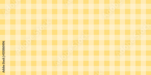 Gingham check plaid pattern in soft yellow for tablecloth, gift paper, napkin, blanket, scarf. Seamless light monochrome small vichy tartan check vector for modern spring summer fashion textile print.
