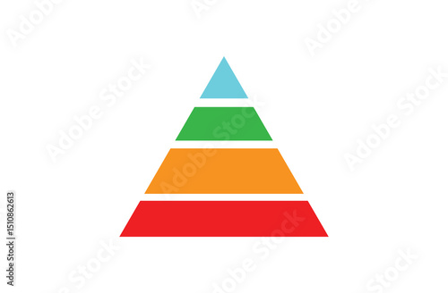 Pyramid infographic template icon. Levels of triangular pyramid. levels with colors for business concept. vector illustration on white background. Eps file 81.