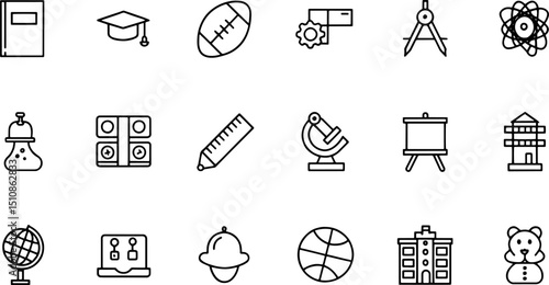school subjects icon set  containing study subject.eps