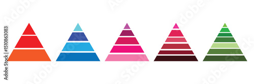 Colored levels of triangular pyramid. Triangular pyramid infographic vector icon set. designed for business presentations, charts, educational materials. Development level infographic. EPS file 89.