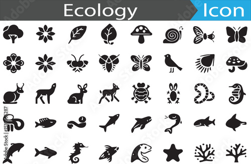 A set of Ecology elements - minimal thin line web icon set. Outline flat icons collection set vector illustration