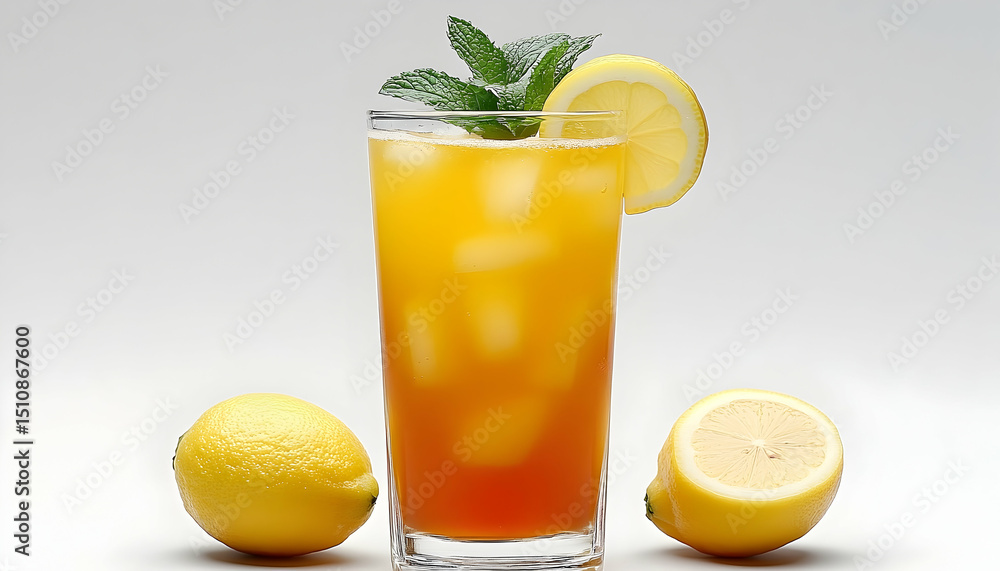 Fototapeta premium Iced tea drink with lemon and mint