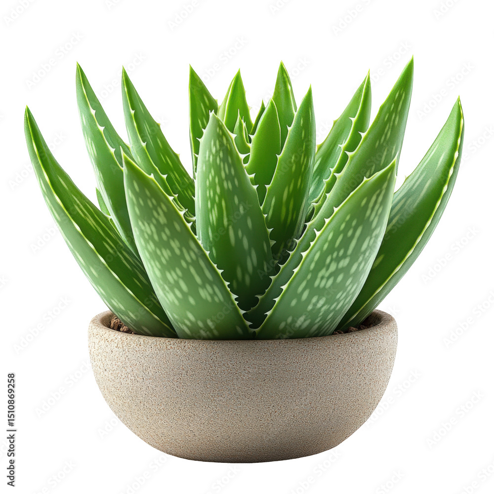 Aloe Vera plant in a pot, close-up capturing the succulent's spiky leaves and texture Aloe Vera plant in a pot, close-up capturing the succulent's spiky leaves and texture