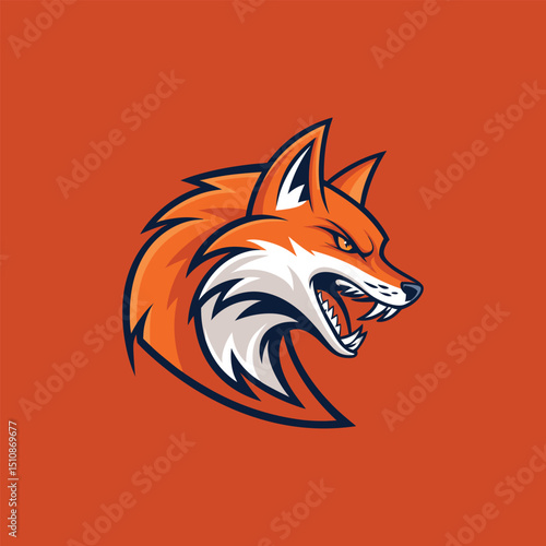 Vector illustration of Savage Aggressive Fox Logo: Striking Vector Illustration for Intense Sport and E-Sport Teams cartoon mascot  logo vector icon 