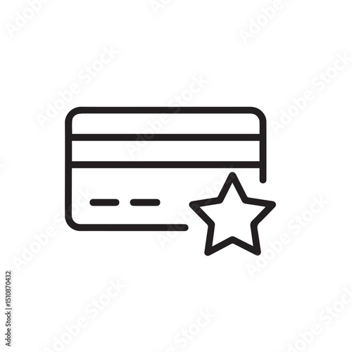 Minimalist Black and White Line Art Illustration of Credit Card for Payment and Financial Transactions