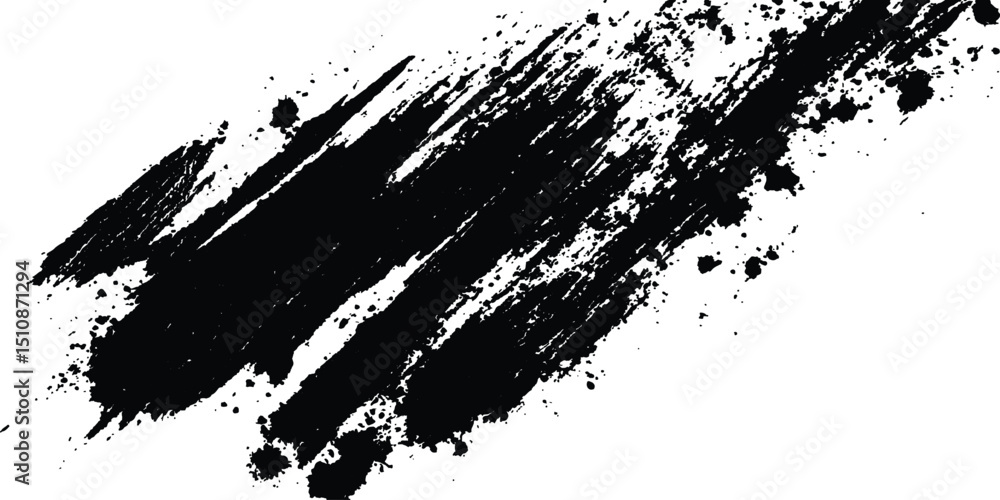 Obraz premium Simple black brush strokes on a white background. Abstract Black Brush Stroke on White Canvas. 