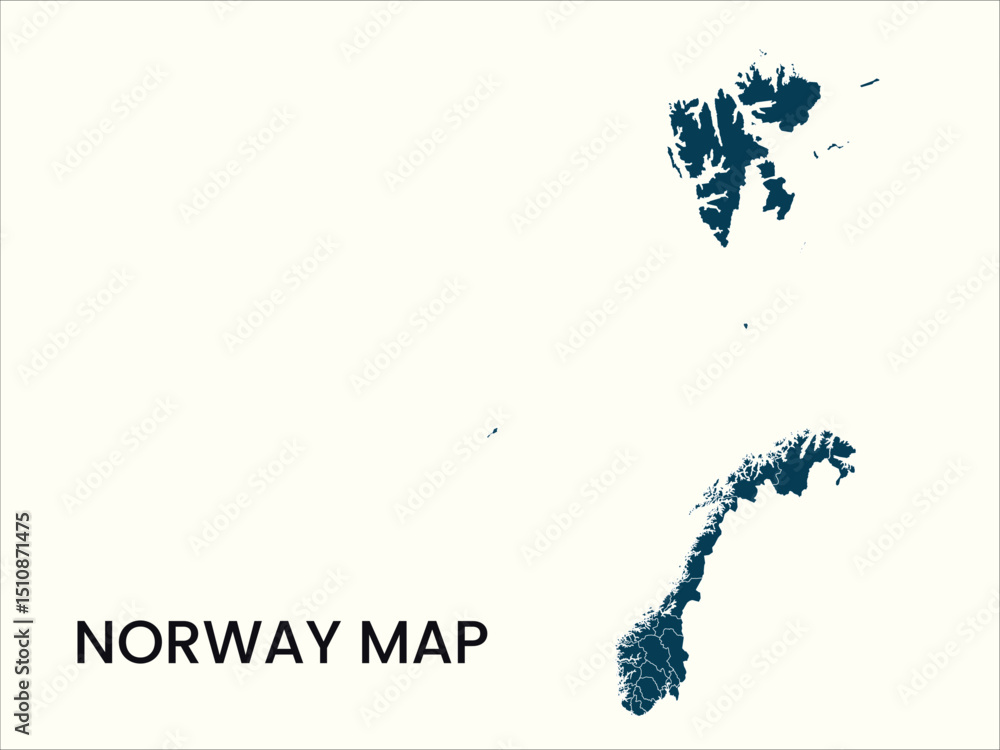 Obraz premium Map of Norway, Norway Map Vector Illustration.
