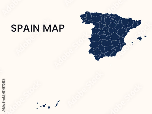 Map of Spain, Spain Map Vector Illustration.